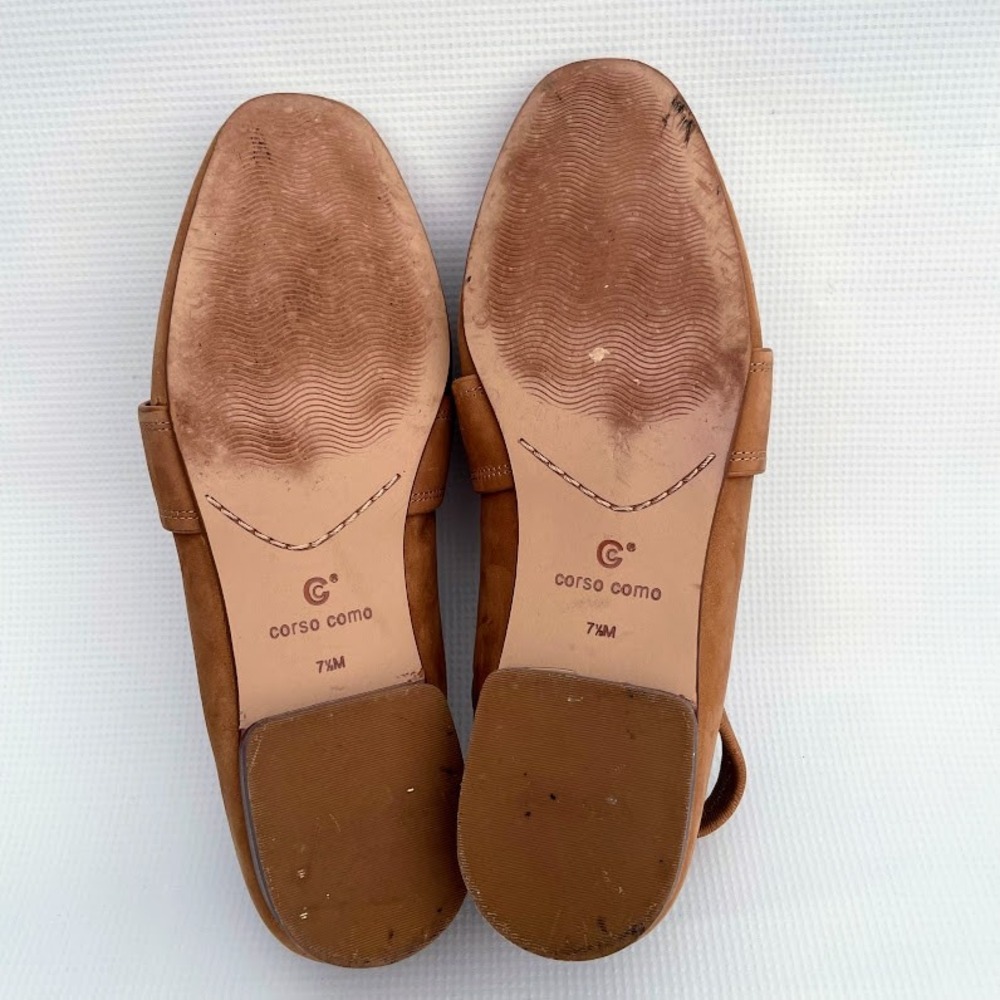Corso Como CC-Endya Luggage Soft Nubuck Slingback Mules Tortoise Buckle 7.5M - Picture 10 of 12